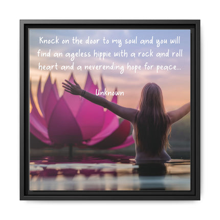 Framed Wall Art - 'Ageless Hippie' Inspirational Yoga Canvas