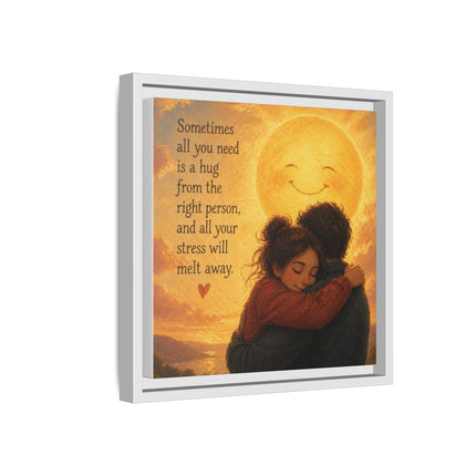 Sunshine Hug Framed Canvas — "Sometimes all you need is a hug" Wall Art