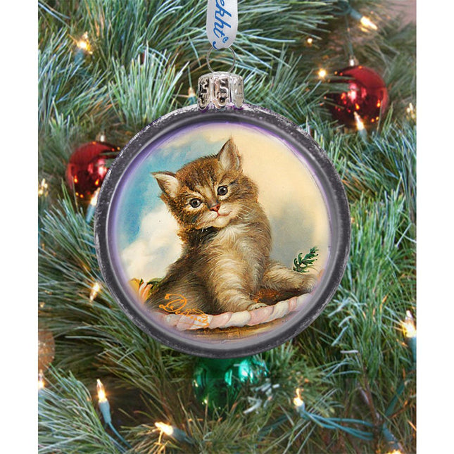 Feline Friend Cut Ball Glass Ornament by G. DeBrekht - Christmas Decor - 764-021-0
