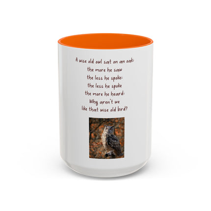 Owl Poem Accent Coffee Mug – Rustic Wildlife Quote Mug (11/15oz)