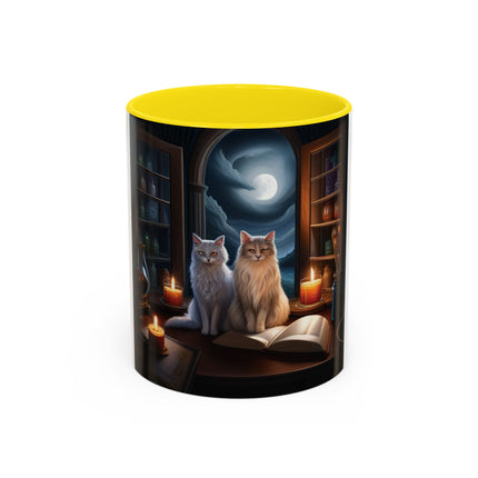 Cozy Cat Accent Mug – 11oz – Candlelight & Moonlight for Book Lovers