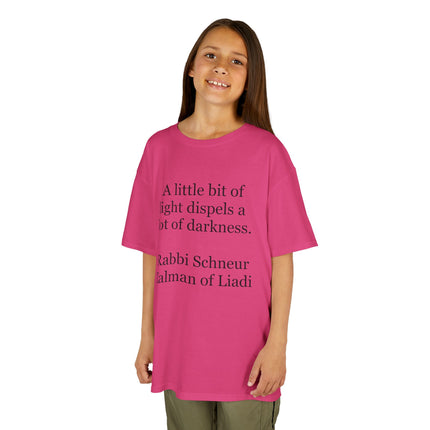 Kids T-Shirt — "A little bit of light dispels a lot of darkness" Inspirational Quote Tee