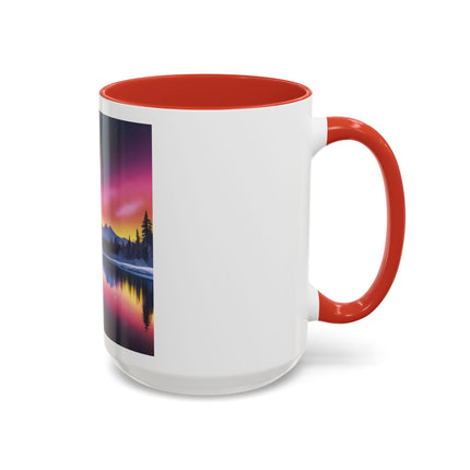 Aurora Lake Accent Coffee Mug — Northern Lights Landscape 11/15oz