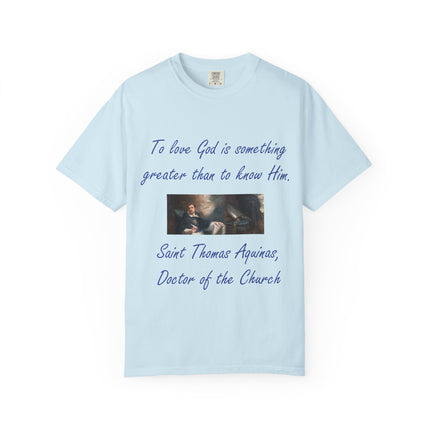 Inspirational Saint Thomas Aquinas T-Shirt – Unisex Garment-Dyed Tee for Faith and Philosophy Lovers