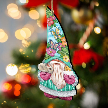 Spring Gnome Dwarf Wooden Ornaments by G. DeBrekht - Easter Spring Decor - 8611011-3
