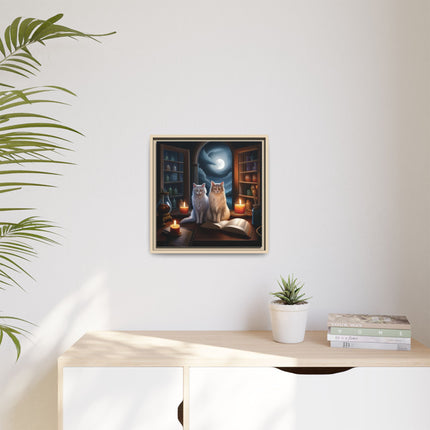 Mystic Moonlit Cats Framed Canvas — Witchy Home Décor Art