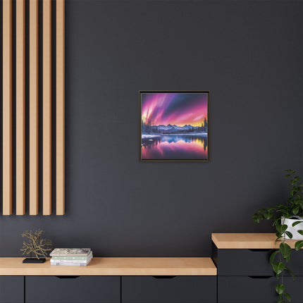 Framed Matte Canvas - Aurora Lake Landscape Wall Art