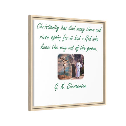 Framed Canvas Wall Art — G.K. Chesterton Easter Quote with Resurrection Image