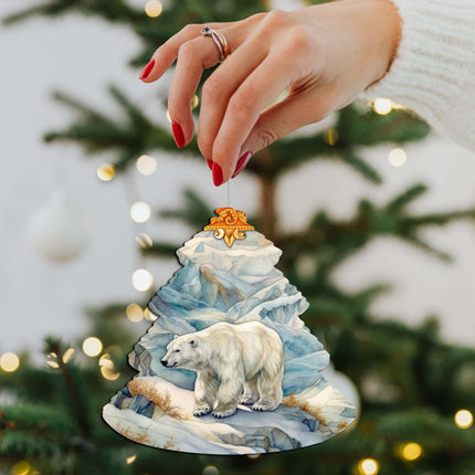 Arctic Glacier Polar Bear Tree Wooden Ornaments by G.Debrekht - Wildlife Holiday Decor - 870011-3