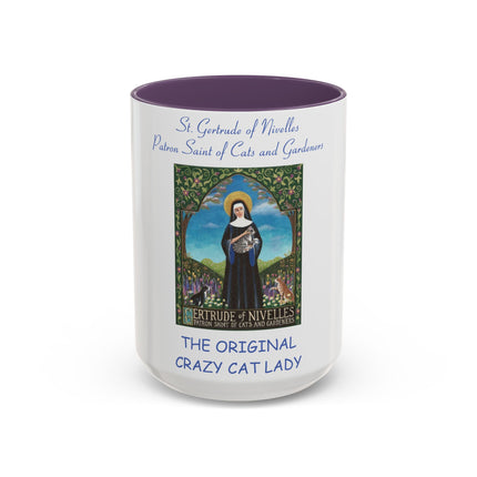 Crazy Cat Lady Accent Mug – St. Gertrude of Nivelles – 15oz