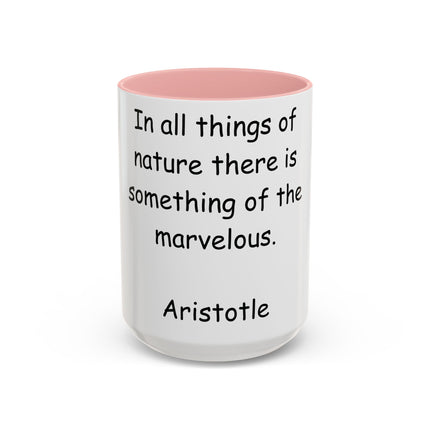 Aristotle Quote Accent Mug – 15oz Ceramic Cup on Nature & Wonder