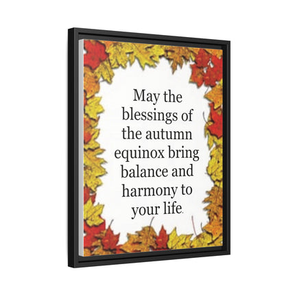 Autumn Equinox Blessing Framed Canvas — Fall Leaves Wall Art