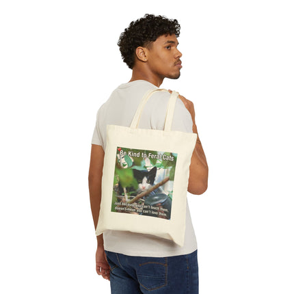 Tote Bag - "Be Kind to Feral Cats" Canvas Grocery & Everyday Reusable Tote