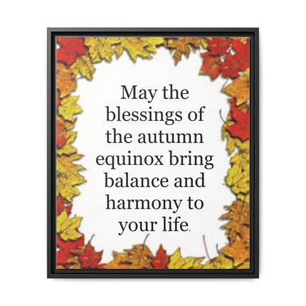 Autumn Equinox Blessing Framed Canvas — Fall Leaves Wall Art