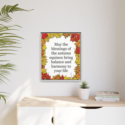Autumn Equinox Blessing Framed Canvas — Fall Leaves Wall Art