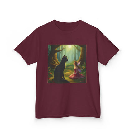 Kids Tee — Fairy Princess and Cat Forest Illustration