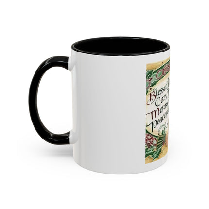 Blessed Be Your Holidays Coffee Mug — Holiday Celtic Greeting Accent Mug (11/15oz)