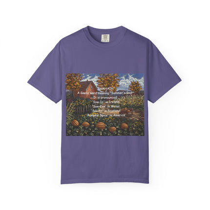 Samhain Harvest Tee — 'Samhain' Pronunciations + 'Pumpkin Spice' Autumn Humor
