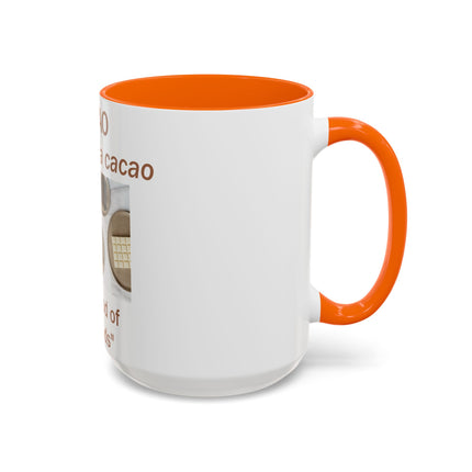 Cacao Accent Mug – “Food of the Gods”, 15oz Ceramic