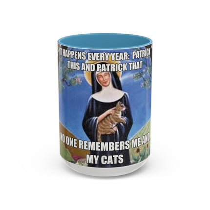 Accent Coffee Mug – Cat & Saint Humor – 15oz Gift Idea