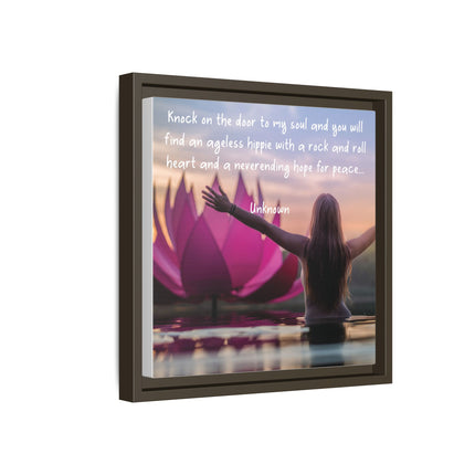 Framed Wall Art - 'Ageless Hippie' Inspirational Yoga Canvas
