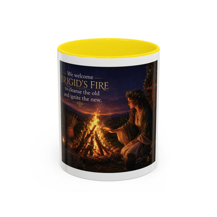 Brigid’s Fire Accent Coffee Mug — Pagan Imbolc Celebration Tea Cup (11/15oz)