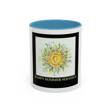 Happy Summer Solstice Coffee Mug — Sun Illustration Accent Mug (11/15oz)