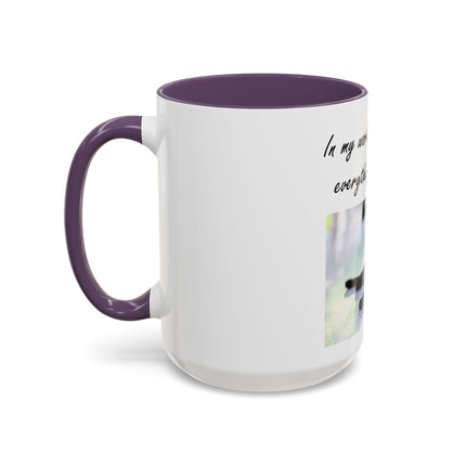 Cat Lover Accent Coffee Mug — "In my world, a cat makes everything BETTER" (11/15oz)