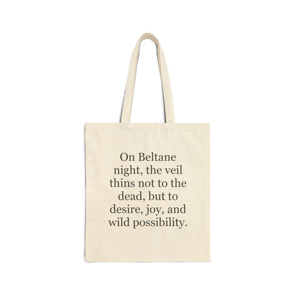 Beltane Quote Tote Bag — 'On Beltane night...' Cotton Canvas Market Tote