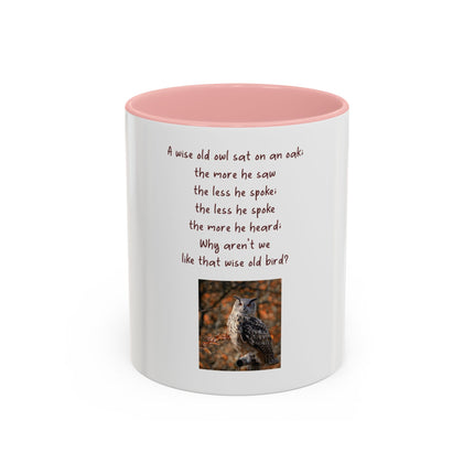 Owl Poem Accent Coffee Mug – Rustic Wildlife Quote Mug (11/15oz)
