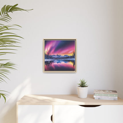 Framed Matte Canvas - Aurora Lake Landscape Wall Art