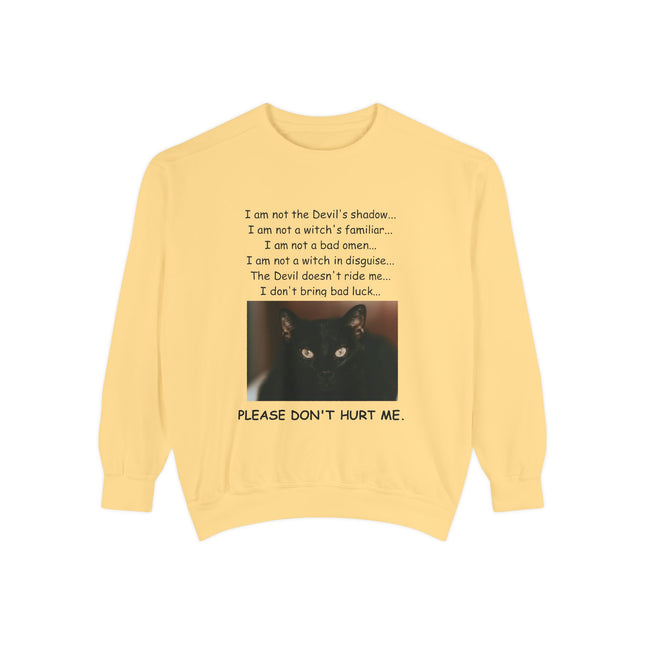 Unisex Sweatshirt – Thoughtful Black Cat Design – Garment-Dyed
