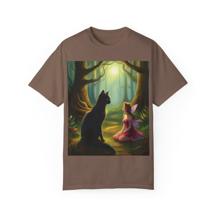 Whimsical Fairy & Cat Tee – Nature-Inspired Unisex Graphic Shirt