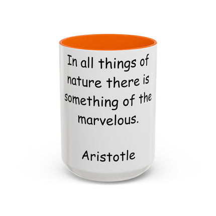 Aristotle Quote Accent Mug – 15oz Ceramic Cup on Nature & Wonder