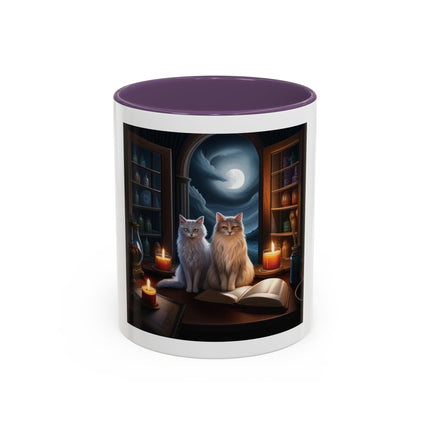 Moonlit Witch Cats Coffee Mug — Gothic Cat Magic Tea Cup (11/15oz)