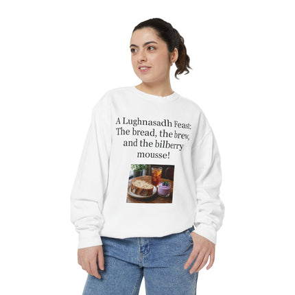 Lughnasadh Feast Sweatshirt — "The bread, the brew, and the bilberry mousse!"