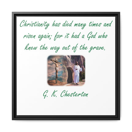 Framed Canvas Wall Art — G.K. Chesterton Easter Quote with Resurrection Image