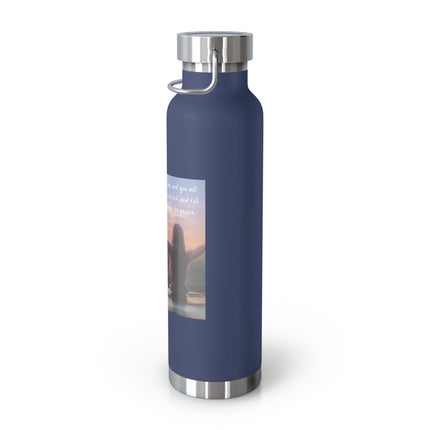 Inspirational Copper Vacuum Insulated Water Bottle - 22oz with Motivational Quote