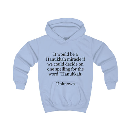 Kids Hoodie — 'Hanukkah Spelling' Funny Holiday Quote Sweatshirt