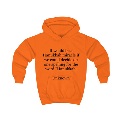 Kids Hoodie — 'Hanukkah Spelling' Funny Holiday Quote Sweatshirt