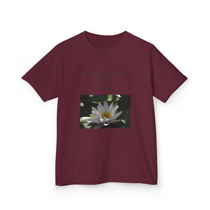 Inspirational Kids Tee – “A Flower Just Blooms” Nature Graphic Shirt