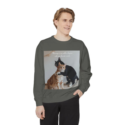 Cute Cat Sweatshirt – Unisex Garment-Dyed Gift for Couples
