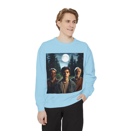 Unisex Garment-Dyed Sweatshirt - Vintage Forest Vibes Graphic