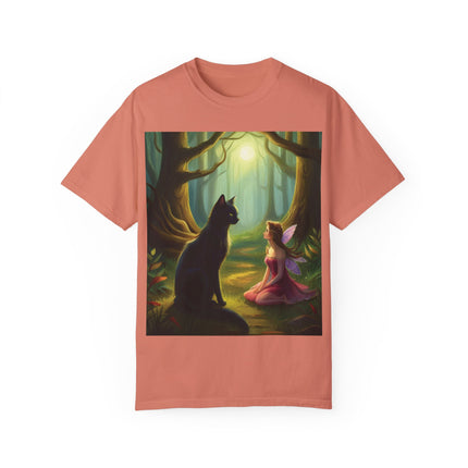 Whimsical Fairy & Cat Tee – Nature-Inspired Unisex Graphic Shirt