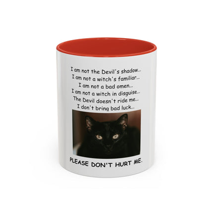 Black Cat 'Please Don't Hurt Me' Accent Coffee Mug – Dispelling Superstitions Gift