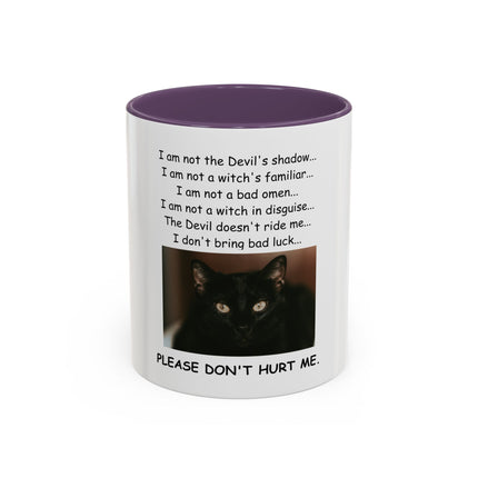 Black Cat 'Please Don't Hurt Me' Accent Coffee Mug – Dispelling Superstitions Gift