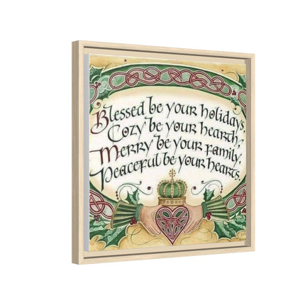 Framed Holiday Blessing Matte Canvas — "Blessed be your holidays" Celtic Wall Art