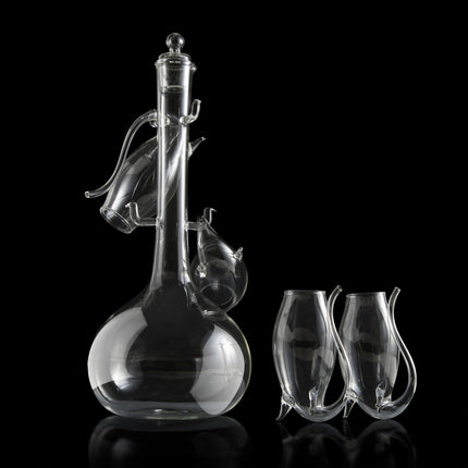 Crystal Port and Dessert Wine Sippers & Decanter, Dry Sherry, Cordial, Aperitif & Nosing Copitas Tasting - Dinner Drink Glassware Glasses | Set of 4 with Carafe - 3 oz Sipper | - The Wine Savant-2