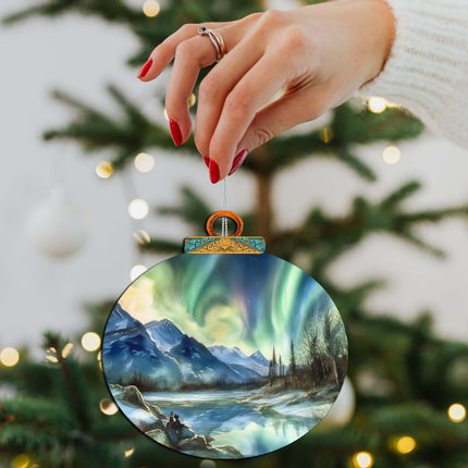 Alaskan Northern Lights Wooden Ornaments by G.Debrekht - Wildlife Holiday Decor - 870039-3