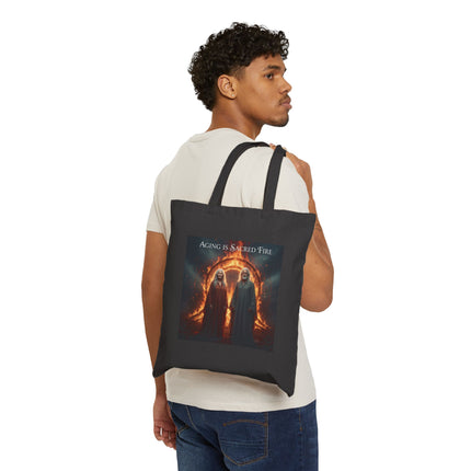 Tote Bag — 'Aging Is Sacred Fire' Gothic Fantasy Canvas Tote